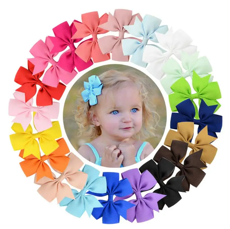 

New Arrived Cute Handmade Baby Swallowtail V-line Ribbed Ribbon Bow Hairpin Hair Accessory For Children