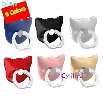 

300pcs Universal Luxury Cartoon Cat head 360 Degree Finger Ring Mobile Phone Smartphone Stand Holder For all phone