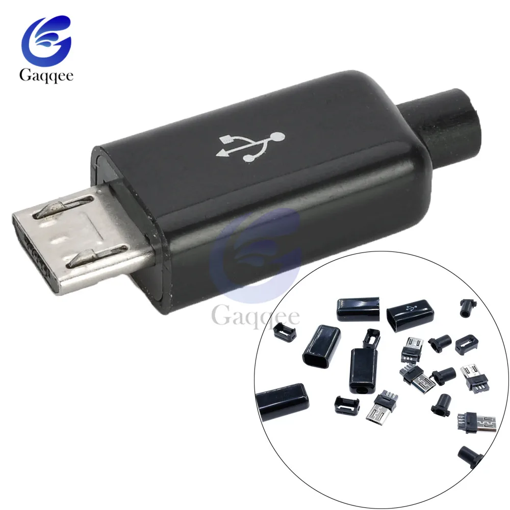 10 шт./компл. 4 в 1 DIY Micro USB коннектор тип сварки Мужской 5-контактный разъем с Пластик крышка