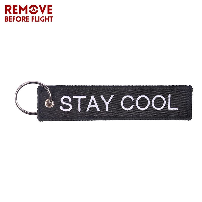 Fashion Keychain for Friends Different Sides STAY COOL AWESOME EVERYDAY Motorcycles Key Chains Red Embroidery Key Chain Gifts (8)