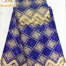 BEAUTIFICAL Королевский синий базин ткань вышитая с шарфом Африканский Базен riche для женщин платье качество XB43