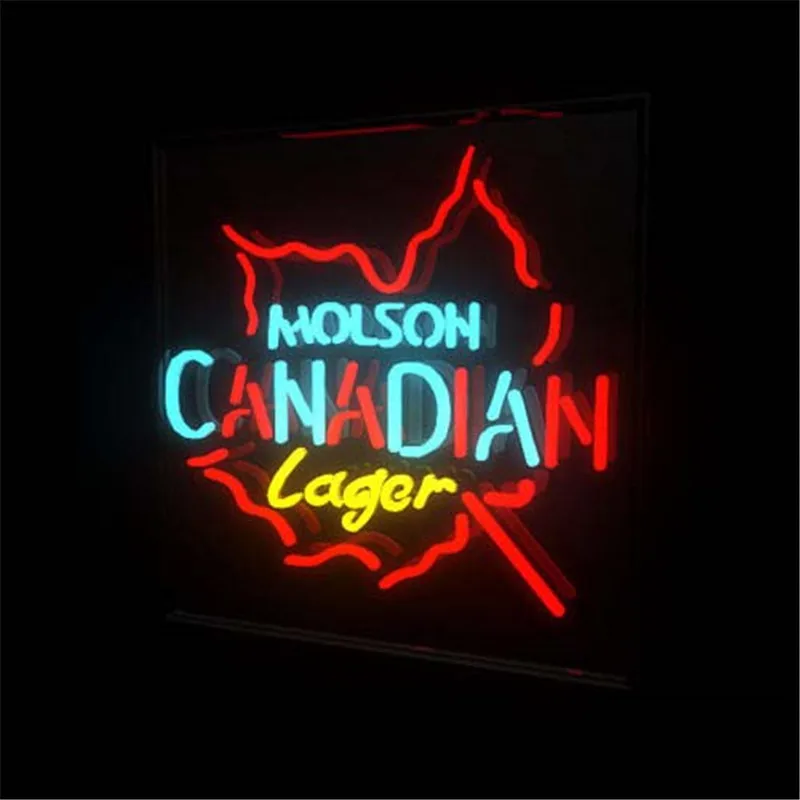 17*14" MOLSON CANADIAN LAGER NEON SIGN Signboard REAL GLASS BEER BAR