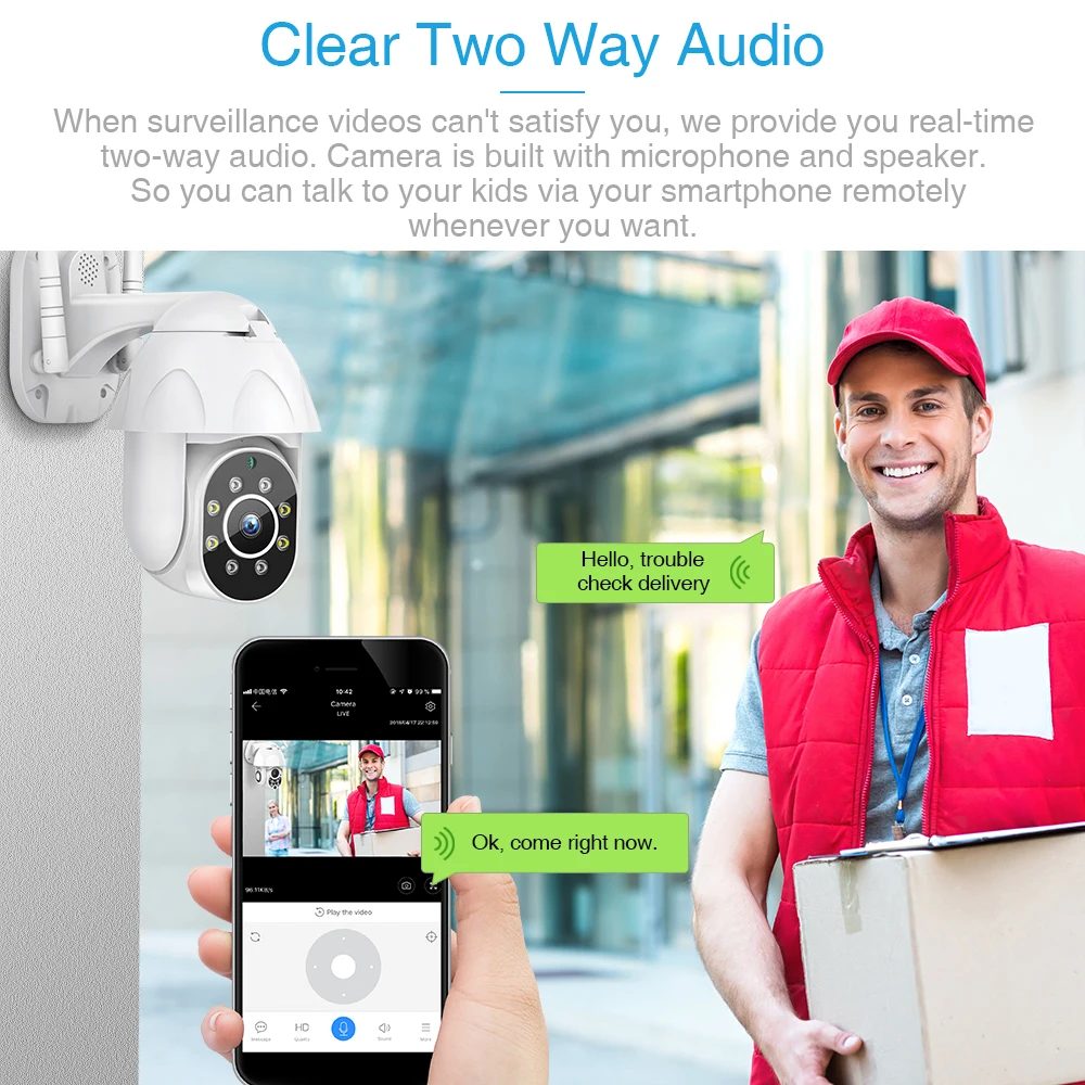  FREDI Auto Tracking Outdoor IP Camera 1080P Speed Dome Surveillance Cameras Waterproof Wireless WiF - 33052643673