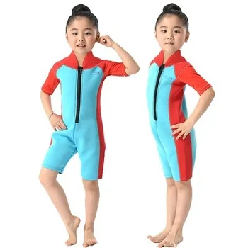 

2.5mm Neoprene Rash Guards Short Sleeves Kids Wetsuits for Boys/Girls One Pieces Keep warm Diving Suits for Swim Snorkeling