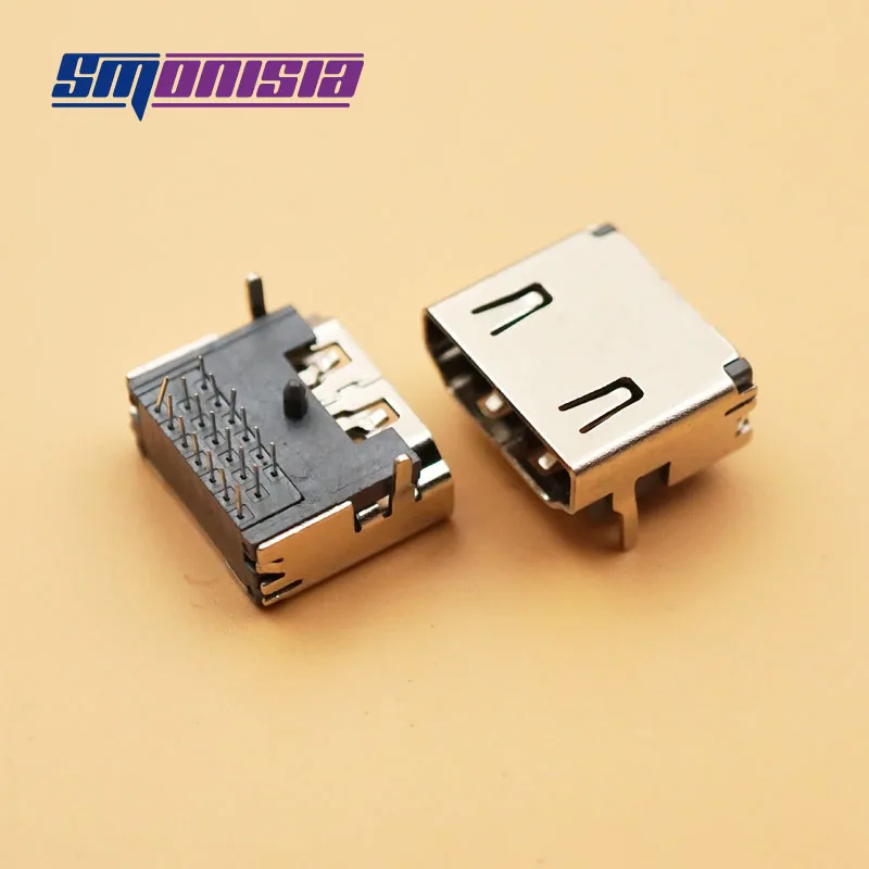 

Smonisia 10PCS HDMI 19P Pin Female Socket Nickel Plated HDMI Socket Female Connector