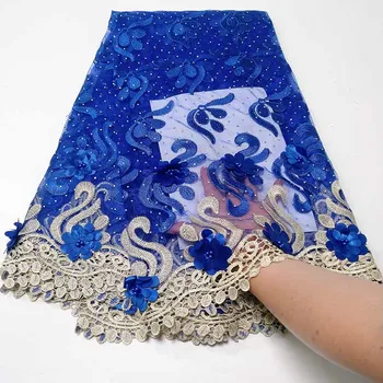 

Royalblue African Lace Fabric High Quality 3D Lace French Net Lace Fabrics 2019 Latest African Nigerian Lace Fabrics For Wedding