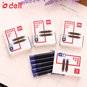

Deli 5pcs/box Fountain Pen Ink Replacement Ink Sac Black/Blue Pen Refills for Student Stationery Writing School Office Supplies