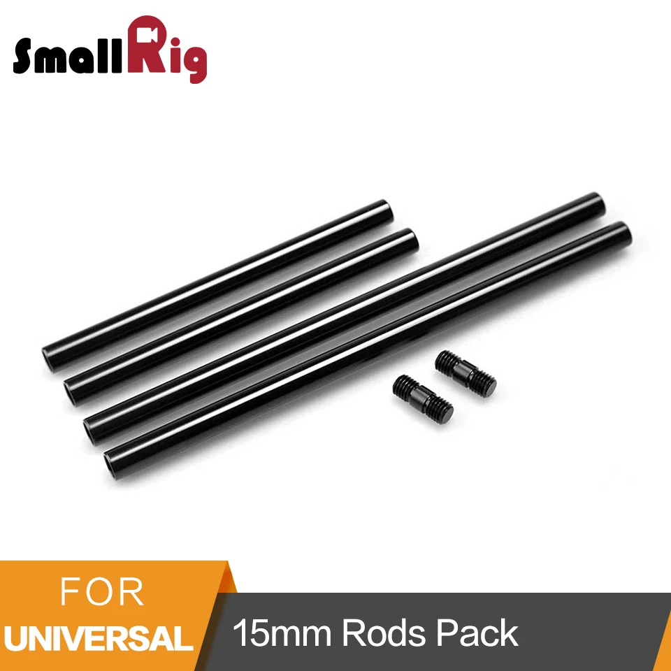 

SmallRig 15mm Rods Pack with M12 Thread Rod Cap Connectors Aluminum Alloy Rods for Mattebox Follow Focus 15mm Rod System - 1659