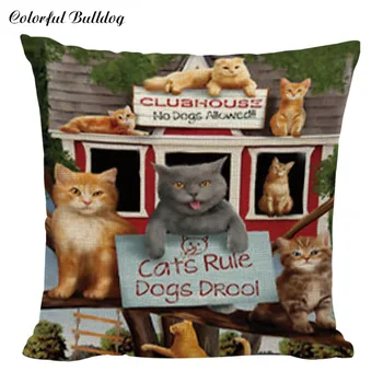 

european style cute cat cushion cover kitten and books almofada nordic cojines decorativos 45cm home decor lovely gift
