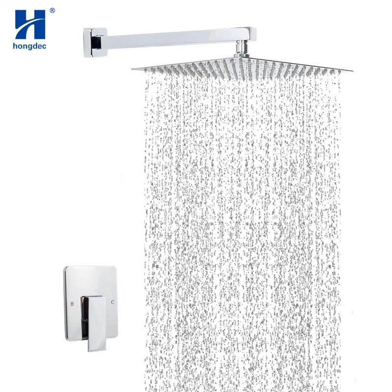 通販 Hongdec 隠さと雨シャワー 12 インチレインヘッドシャワーコンボシステムセットクローム