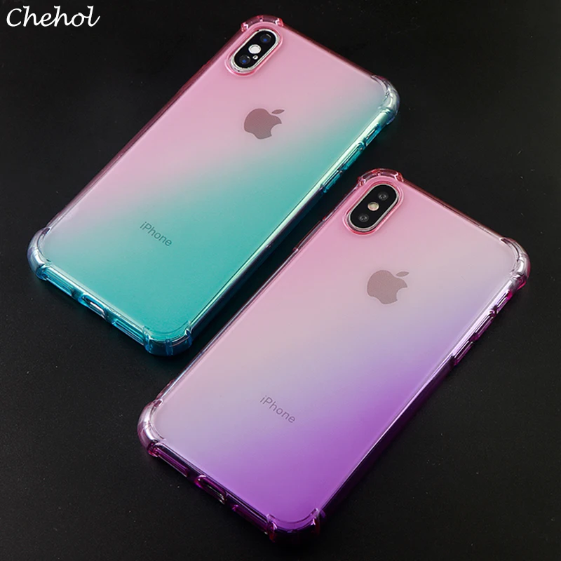 

Anti-knock Gradient Phone Cases for IPhone 6 s 7 8 Plus X XS MAX XR Case Soft Silicone Fitted Mobile Phone Covers Accessories