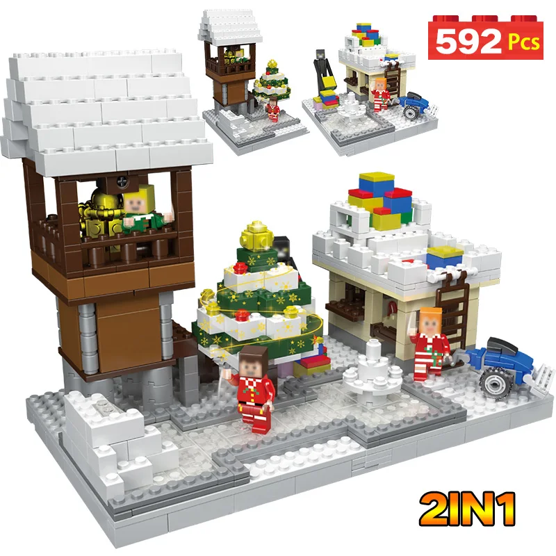 

Technic Building Blocks LegoINGlys Christmas Winter Paradise Gift Shop Snow Bell Wood House Model Plastic Toys for Children