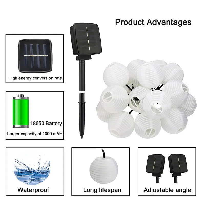 Лампа на солнечной батарее светодиодная Фонари строка огни мяч 10/20 светодиодный гирлянда на солнечной батарее уличная гирлянда Рождество освещение для украшения сада