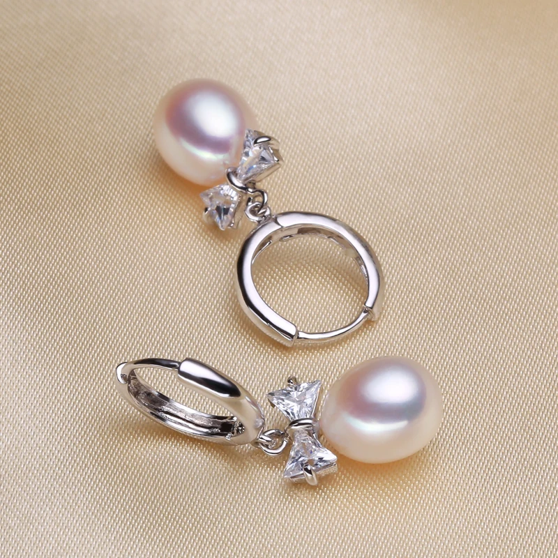 

Eternal wedding Women Gift word 925 Sterling silver real [bright pearl] natural freshwater pearls, dripping pearl earrings, 925