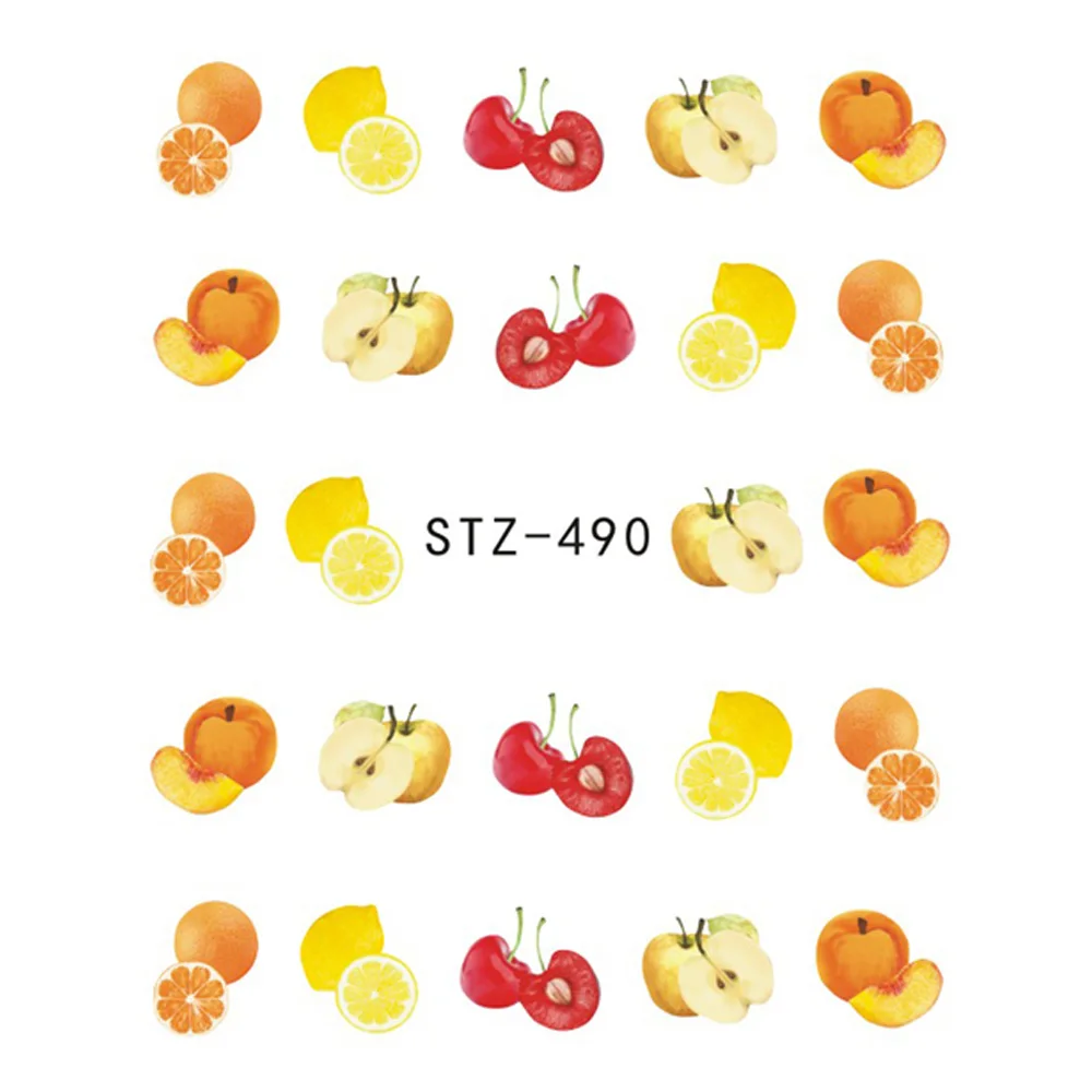 1 шт водная наклейка для дизайна ногтей, украшения для декора, Летние фрукты, клубника, слайдер, клейкая наклейка, наклейки для ногтей, маникюрные LASTZ489-500 - Цвет: STZ490