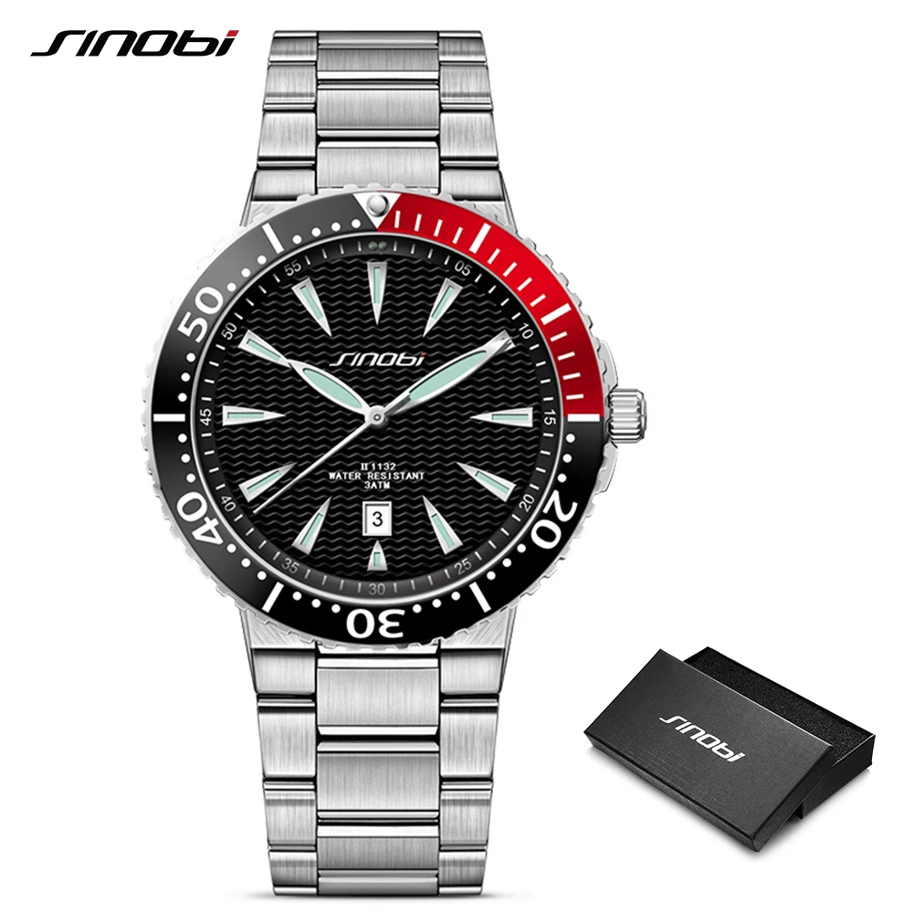 SINOBI Men's Diving Wrist Watches Waterproof S Steel Watchband Orisable Sports Geneva Rolexable Quartz Watches erkek kol saati SINOBI Men's Diving Wrist Watches Waterproof S Steel Watchband Orisable Sports Geneva Rolexable Quartz Watches erkek kol saati