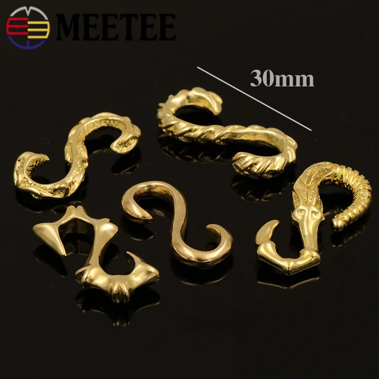 

5Pcs Solid Brass S-shape Hook Metal Buckles Keychain Wallet Chain Bracelet Clasp DIY Wristband Accessories Leather Crafts