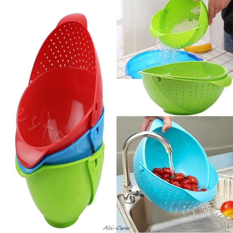 

1Pc 2 in 1 Wash Rice Sieve Vegetable Basin Fruit Bowl Fruit Basket Kitchen New