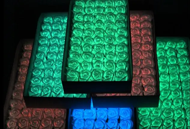 50pcs LED Luminous Flower Bouquet Gift Box with Base  Decorative Flowers Wreaths Gift Wedding Party Supplies