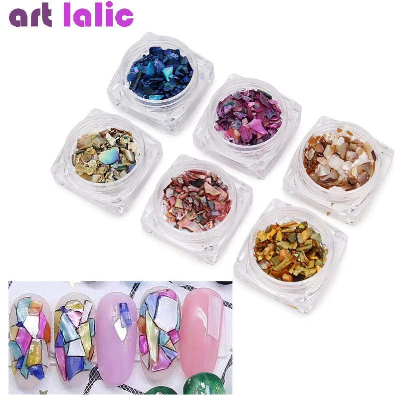 Set de decoración de uñas, 6 colores, piedra de fragmento 3D, Charm, Concha acrílico, esmalte de Gel UV, puntas de decoración|Diamantes de imitación y decoraciones| - AliExpress