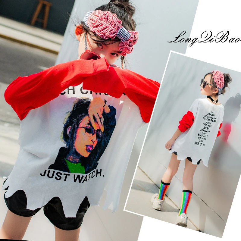 

Baby girl cotton printed foreign irregular sweater 2018 autumn new children's sports and leisure sweater Korean children's cloth