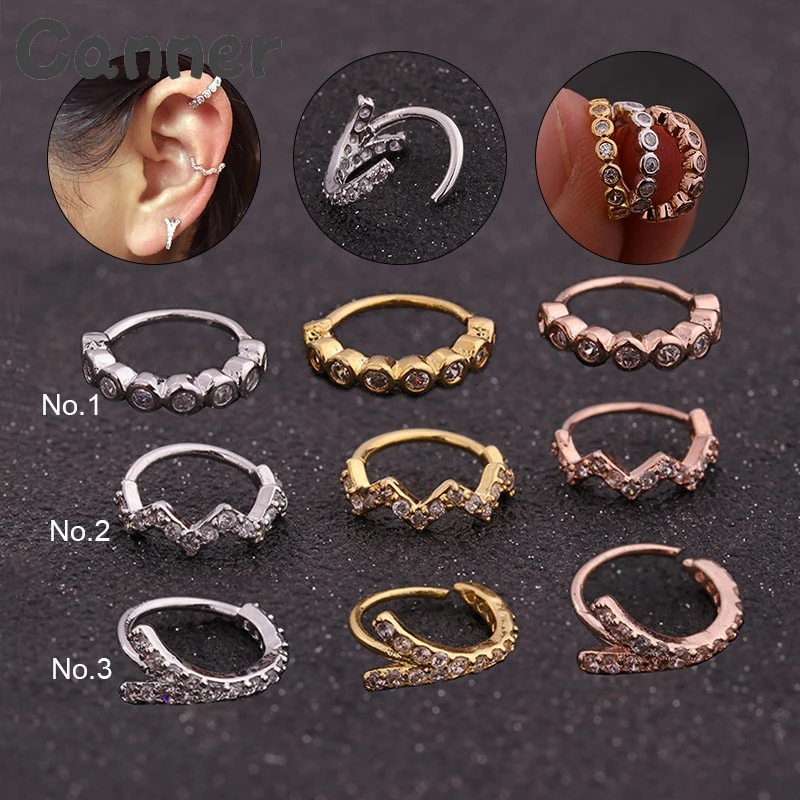 

Canner 1pcs Crystal Stud Earrings For Women CZ Ear Piercing Helix Cartilage Hoop Earring Ear Studs Nose Stud Jewelry Bijoux A40