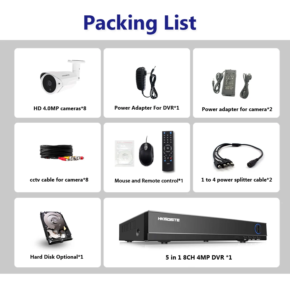 4MP Camera System 8ch AHD 4.0MP Cameras Bullet Outdoor HD Video Surveillance Kit Security Camera CCTV System 4MP Camera System 8ch AHD 4.0MP Cameras Bullet Outdoor HD Video Surveillance Kit Security Camera CCTV System