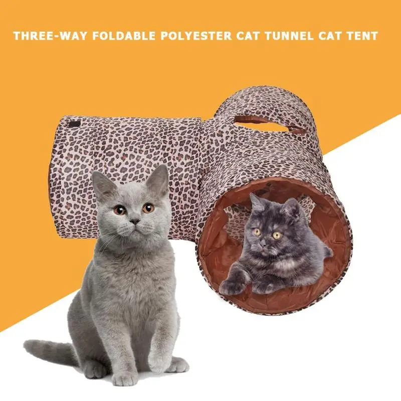 

Foldable Pet Cat Tunnel 3 Holes Play Tubes Ball Kitten Toy with Ring Paper