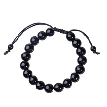 1 Pc  women and men vintage Black Crystal Bracelet Chakra Beads Adjustable charm Bracelet  lose weight bracelet