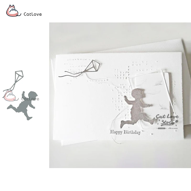 

Lovely Kite Boy Metal Cutting Dies Stencils For DIY Scrapbooking Paper Card Decorative Craft Dies Embossing Die Cuts New 2019