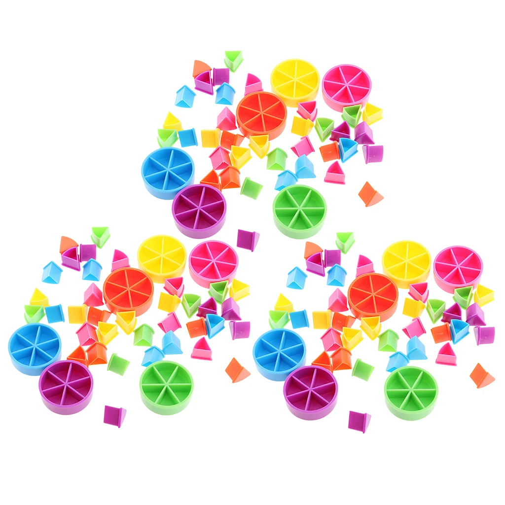 Set of 126 Pieces Assorted Math Fractions Games Pieces Pie Wedges Kids Intelligent Development Home Teaching Tool or Craft