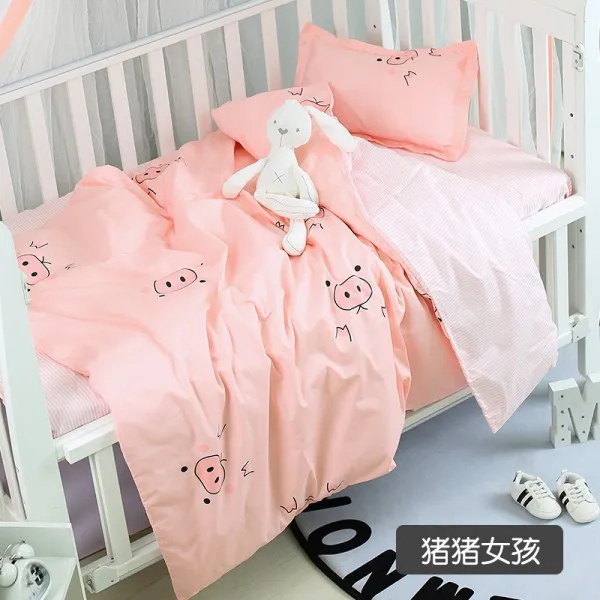 Домашнего текстиля для маленьких мальчиков девочек кроватки хлопок Постельное белье 1 пододеяльник 1 Flatsheet 1 наволочки для 0,6 м кровать - Цвет: 26