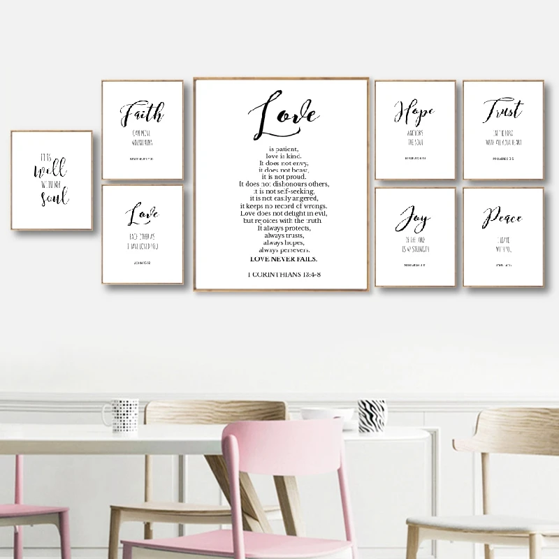 

Bible Verses Typography Posters And Prints Black White Christian Scripture Quotes Canvas Painting Pictures Home Wall Art Decor