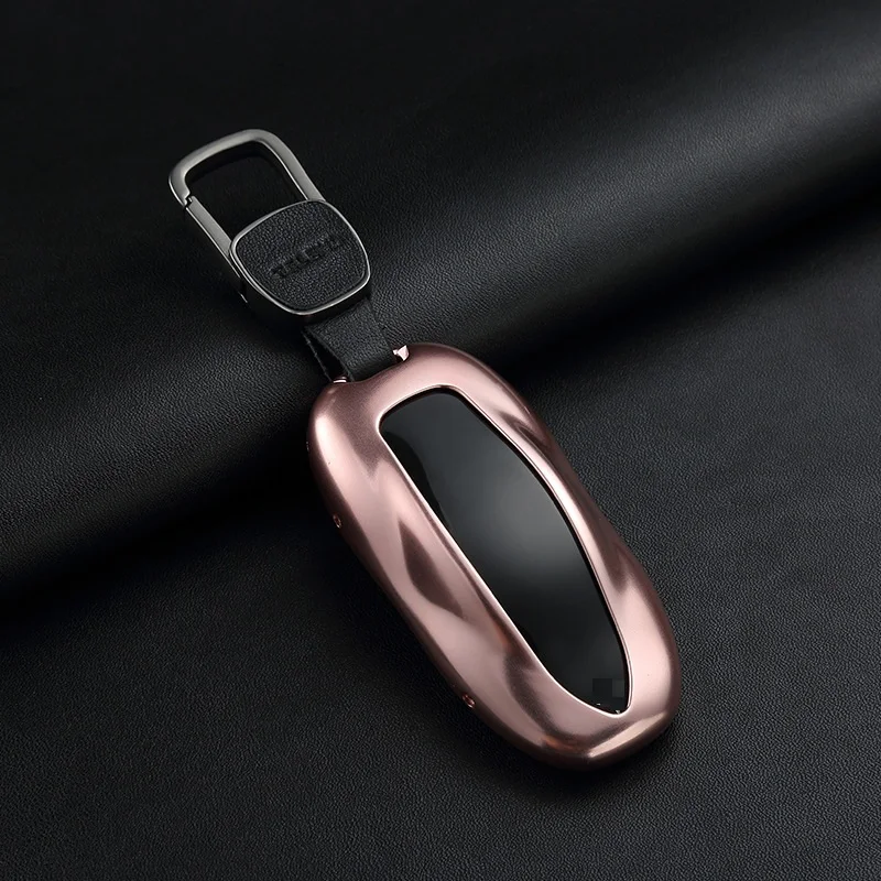 Goedkoop 1 Pcs Autosleutel Case Cover met Riem Aluminiumlegering Sleutel Shell Opbergtas Protector Deluxe Styling voor Tesla Model S Model X