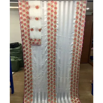 

Top selling embroidered golden color flowers pattern 7 yards Swiss Voile Lace HLS35 free shipping great quality Silk Lace Fabric