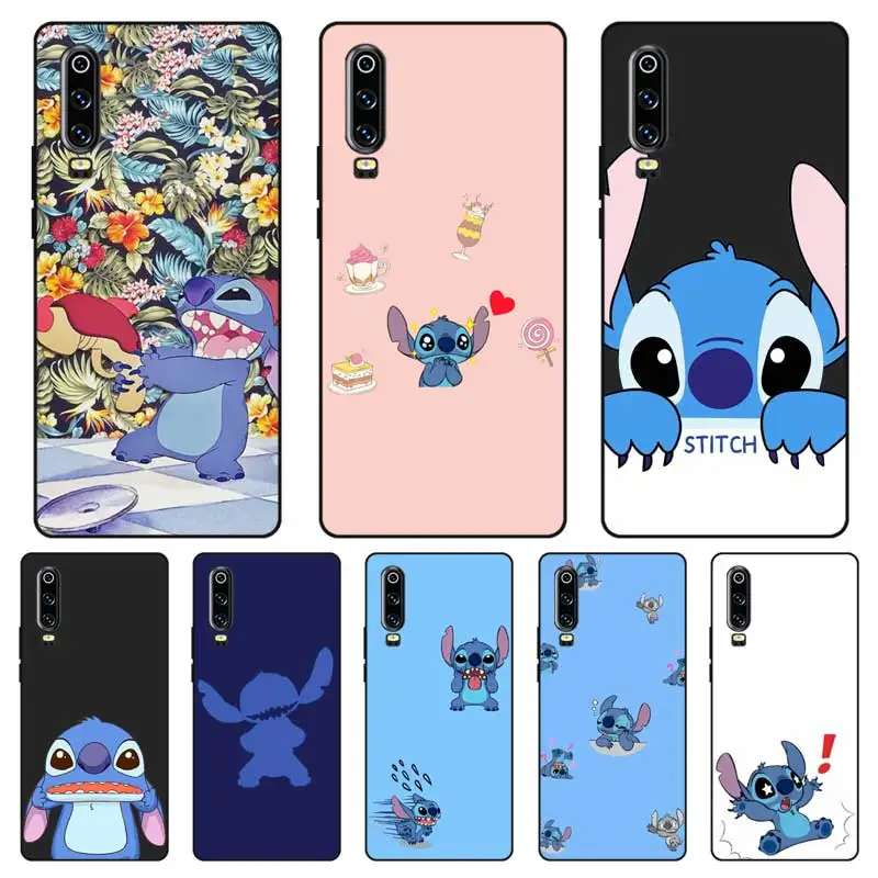 P210 Stitch Cartoon Black Silicone Case Cover For Huawei P8 P9 P10 P20 P30 Lite Pro P Smart Plus 2017 2019 |