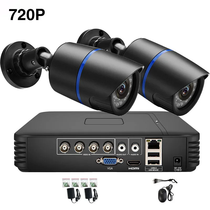 Белый 2CH 1080P CCTV AHD камера система 720P камера безопасности Система видеонаблюдения комплект 2 шт AHD пуля уличная камера DVR Набор - Цвет: Белый