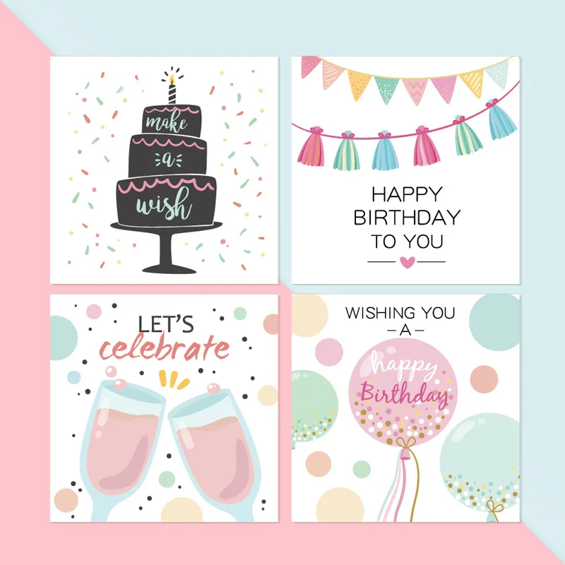 Carte De Vœux Joyeux Anniversaire Carte Cadeau Imprimee De Dessin Anime Avec Enveloppe Pour Fete Benediction Invitation Image Aleatoire Aq105 Aliexpress