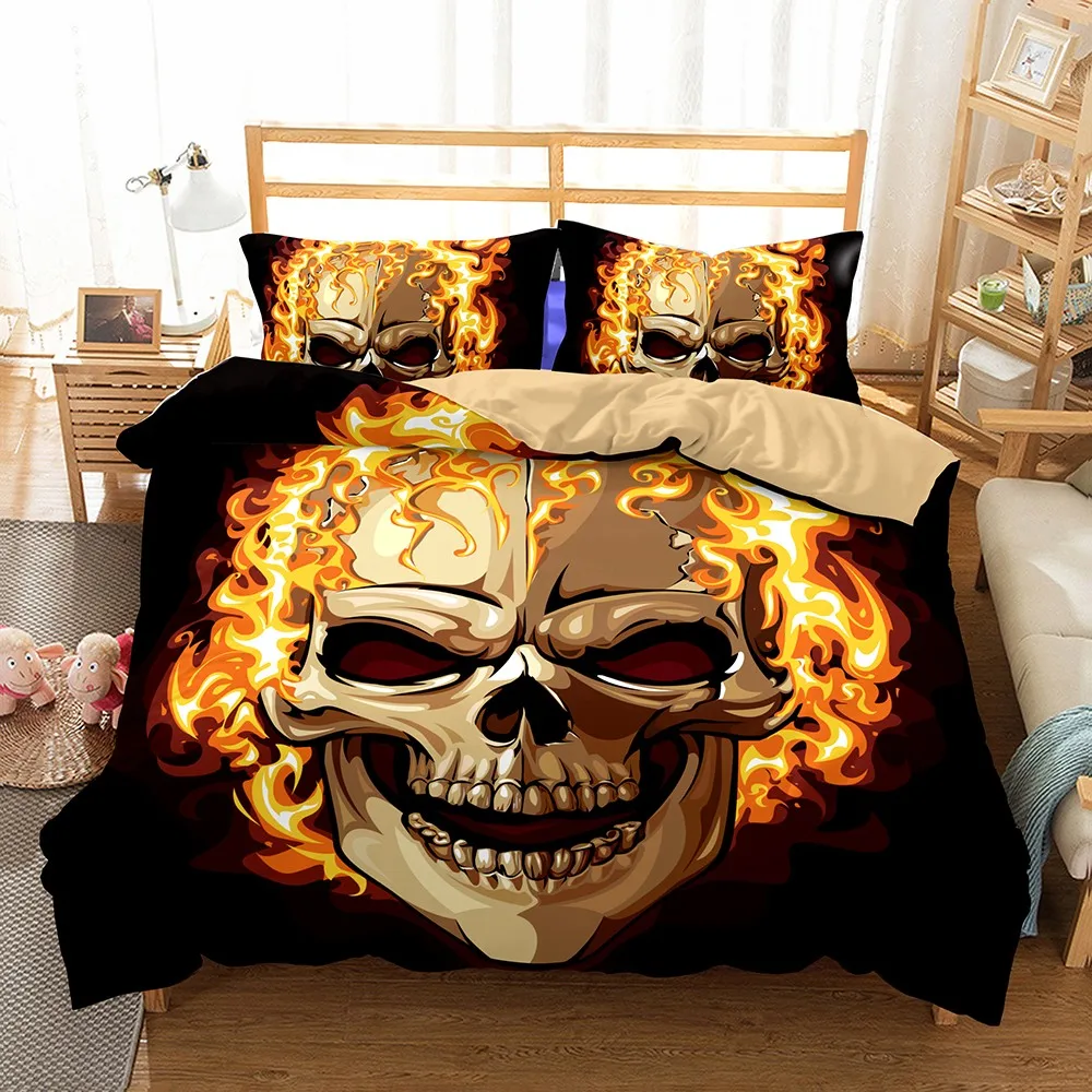 Drop Shipping 3D Skull Bedding Set Bed Sugar skull Duvet cover with