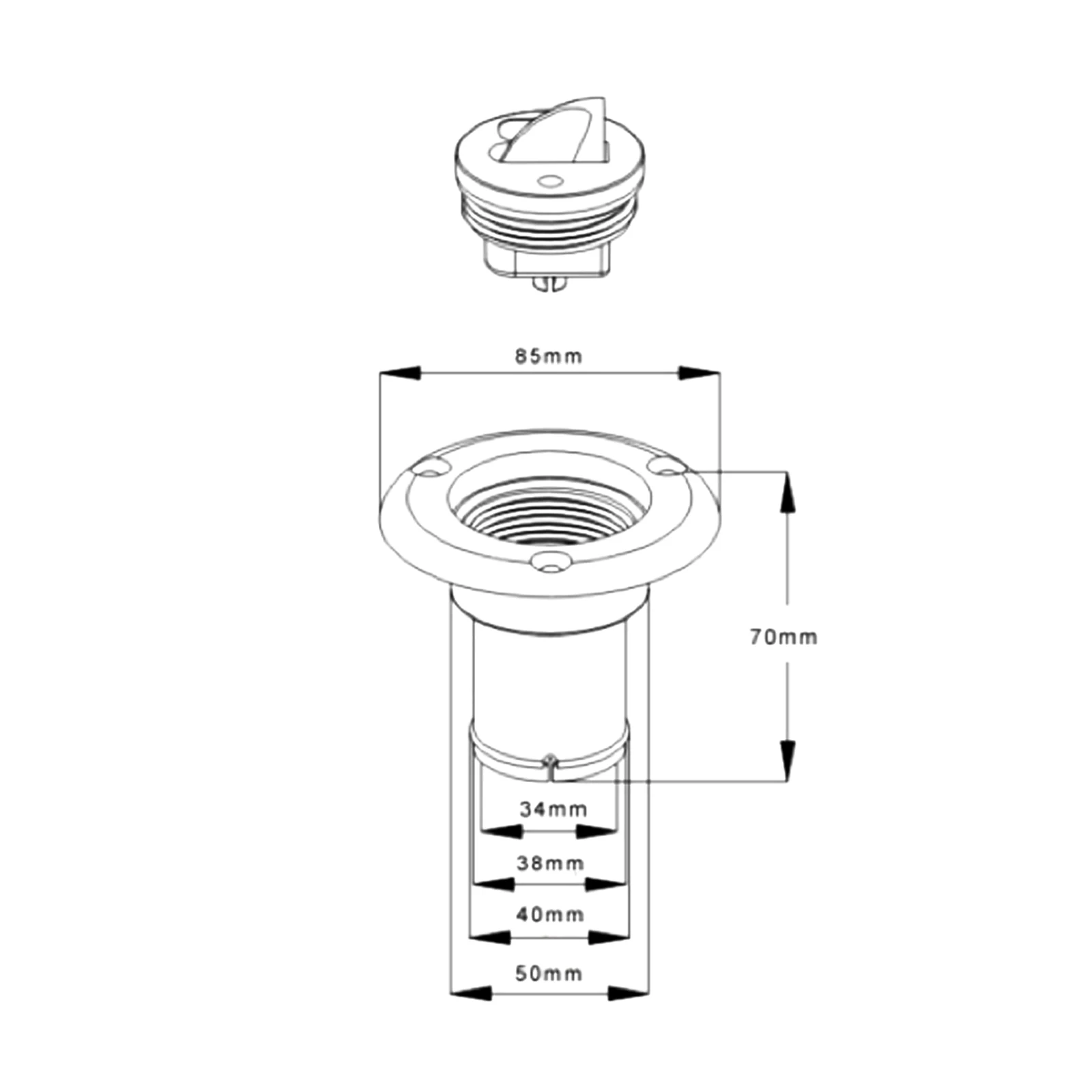 Nylon UV Stable Marine Hardware Fuel Deck Filler Socket Boat Yacht Fuel Tank Hatch Filling Port Fit 38mm Hose Boats Accessories