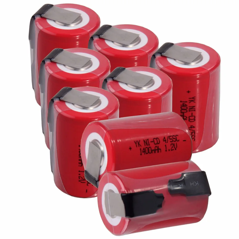 8 pcs 4/5SC 1400mah 1.2v battery NICD rechargeable batteries for electric screwdrivers 3.3cm*2