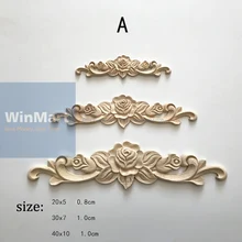 Décoration pour porte d'armoire murale en bois sculpté, artisanat, Applique de coin en bois, cadre Vintage non peint, 20*5 0.8