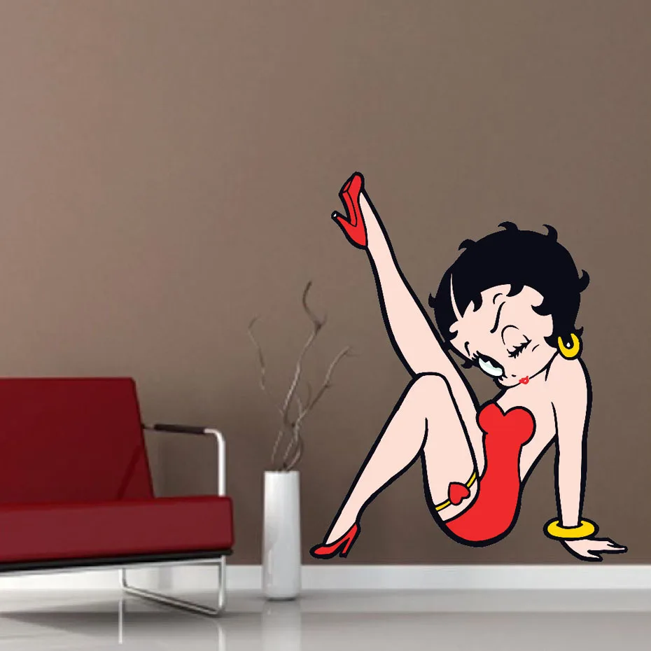 Сексуальная Betty Boop цветная Наклейка на стену для девочек, спальни, дизайн стены, сменные водонепроницаемые обои, плакат, домашняя Декорация-наклейка