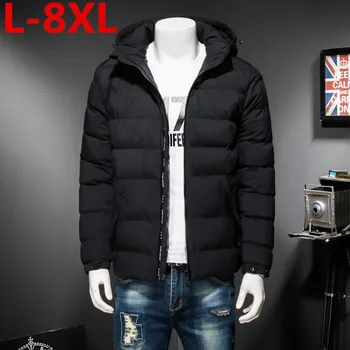 

Plus size 8XL 7XL 6XL 5XL new winter men's jacket with high quality fabric detachable hat for male's warm coat simple mens coat