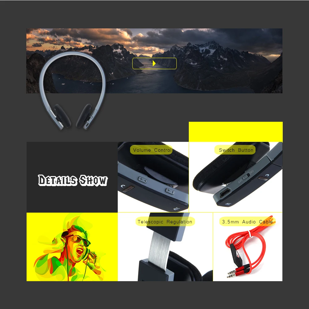 BQ - 618 Wireless Bluetooth V4.1 + EDR Headset Support Handsfree with  Intelligent Voice Navigation for Cellphones Tablet