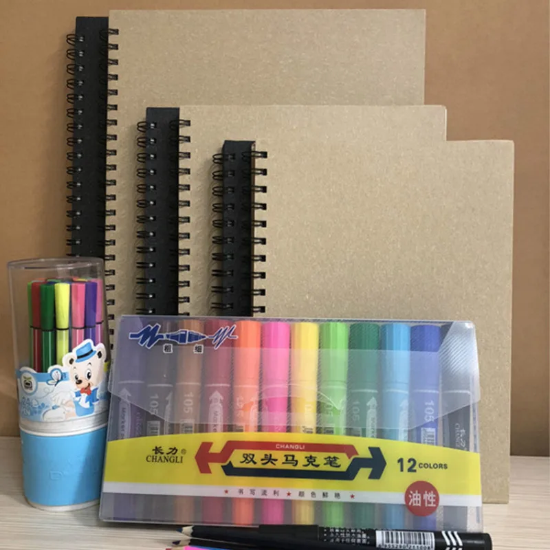 

54 Sheets Marker Paper Book Color Chrome Cover Coil Loose-leaf Notebook Sketchbook for Marker Pen Blank Sketch and Graffiti Book