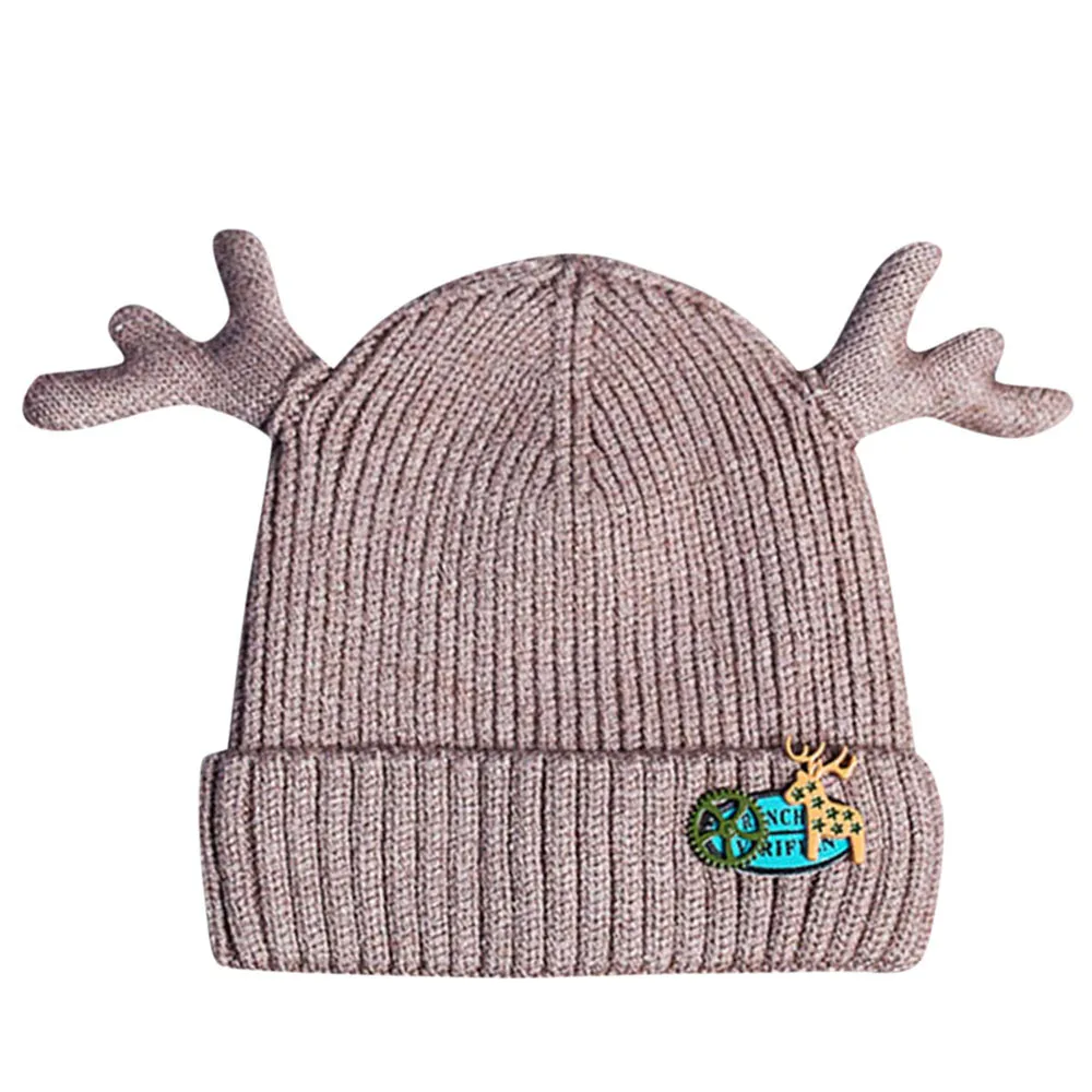 ARLONEET/Кепка для маленьких девочек и мальчиков; зимняя хлопковая Милая шляпа оленя для малышей; Милая хлопковая кепка с оленем из акрилового волокна для девочек и мальчиков; размер 35 см
