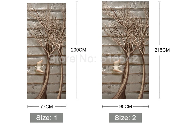 77x200 см 3D наклейка на дверь для гостиной спальни ветка дерева ПВХ Самоклеящиеся обои домашний декор водонепроницаемые настенные наклейки с росписью
