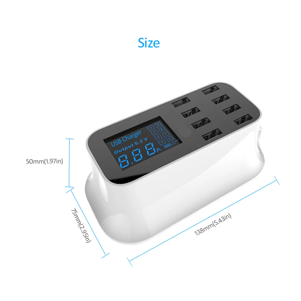 Смарт Мульти USB зарядное устройство 8 портов lcd цифровой дисплей настольный адаптер переменного тока зарядное устройство для телефона для iPhone iPad samsung huawei Nexus htc