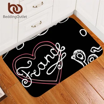 

BeddingOutlet France Paris Non-slip Bathroom Rugs Letters Heart Printed Floor Carpet Black and White Door Mats Outdoor 50x80cm
